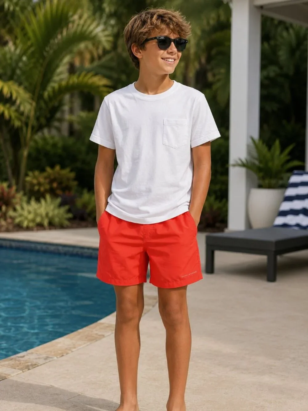 Columbia Boys XL 18/20 Omni-Shade Orange Swim Trunks Board Shorts